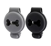 Lonrtesw 2 Pcs Pet Silicone Protective Case for Anti-Scratch Bone Shape Dog Collar Holder Pet Tracker Cover-Black+Grey