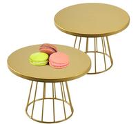 Lonrtesw 2Pcs Metal Cake Stands,8/10 Inch Pillar Style Cupcake Display Stand Dessert Tray Pie Plates for Bakeware, Wedding, Party