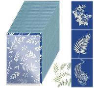 Lonrtesw 30 Sheets Blue Cyanotype Paper Natural Fiber Cyanotype Paper Sun Art Paper Kit, Solar Drawing Paper Nature Printing Paper for Kids Adults Arts Crafts