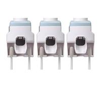 Lonrtesw Automatic Toothpaste Squeezer Wall Mounted Punch-Free Toothbrush Storage Rack Toothbrush Holder Squeezer Blue