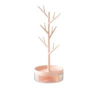 Lonrtesw Branch Jewelry Rack with Rotatable Base and Storage Box Tree Tower Rack Hanging Organizer, Pink