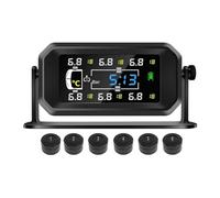 Lonrtesw Car RV Truck TPMS 6 Wheels Sensor Solar Tire Pressure Monitoring System Temperature Clock Air Pressure Display Alarm A