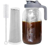 Lonrtesw Cold Brew Coffee Maker 64Oz Cold Brew Pitcher with Stainless Steel Super Dense Filter for Iced Brew Coffee Cold Brew Jar Filter, Ice Tea-B