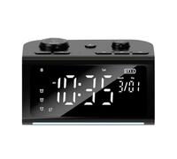 Lonrtesw FM Alarm Clock Speaker Bluetooth Connectivity Multifunctional White Noise Sleep Instrument Colorful Wake-Up Light Black