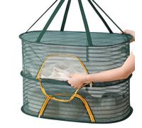 Lonrtesw Foldable Drying Net for Vegetables, Fish, and Dehydrated Goods, Multi-Tiered Food Drying Net Easy Install Easy to Use Green