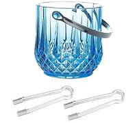 Lonrtesw Ice Bucket Plastic Ice Bucket with Handle Acrylic Transparent Champagne Beer Wine Ice Bucket for Home -Blue