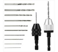 Lonrtesw Keyless Drill Chuck Bit, 2Pcs Drill Chuck Adapter with 10Pcs Drills,1/4 Inch Hex Shank Drill Chuck Fast Change Converter