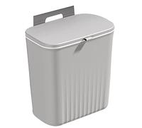Lonrtesw Kitchen Trash Can Household Cabinet Door Hanging Sliding Cover Storage Bucket Trash Can Wall-Mounted Trash Can Grey