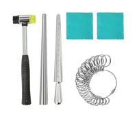 Lonrtesw Ring Sizer Mandrel Measuring Tool with 27 Pcs Circle Models, Finger Measuring Stick, and Rubber Jewelers Hammer