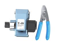 Lonrtesw T-09 One-Step Fully Automatic Fiber Optic Cleaver+ Pliers Kit Fusion Splicer Cutter Optical Fiber Cold Cut Hot Melt B