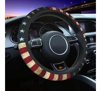 LONSANT American Flag Steering Wheel Cover for Women Men Vintage USA Flag Striped Design Stars Old Aged Grunge Art Wheel Protector Case Auto Car Accessories Universal for Most Cars Trucks (15 Inch)