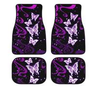 LONSANT Butterfly Car Floor Mats Set of 4,Bling Design Galaxy Purple Butterfly Vehicle Front Rear Carpets Mat Decorative Car Floor Carpet Rugs Non-Slip Car Accessories Universal for Car SUV Truck