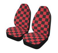 LONSANT Checkered Car Seat Covers Set of 2,Geometric Checkered Plaid Pattern Black and Red Universal Front Seat Protector Vehicle Seat Cushion Cover for Women Men Cute Car Accessories for Car Truck