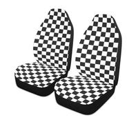 LONSANT Checkered Car Seat Covers Set of 2,Geometric Checkered Plaid Pattern Black White Car Racing Sports Chess Board Universal Front Seat Protector for Women Men Cute Car Accessories for Trucks