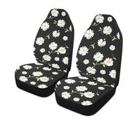 LONSANT Daisy Car Seat Covers Set of 2,Cute Daisy Flowers Black Design Universal Auto Front Seat Protector Vehicle Seat Cushion Cover for Women Cute Floral Pattern Car Accessories Fit for Car Truck