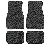 LONSANT Leopard Pattern Car Floor Mats, Wildlife, Leopard Print, for Front & Rear, Universal, for Car, Truck, Black, Set of 4