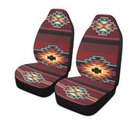LONSANT Native American Tribal Car Seat Covers Set of 2, Southwest Aztec Red Print Navajo Design Universal Auto Front Seat Cushion Protector for Women Men Cute Car Accessories