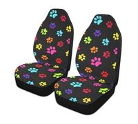 LONSANT Paw Print Car Seat Covers Set of 2,Colorful Animal Foot Prints Universal Auto Front Seat Protector Vehicle Seat Cushion Cover for Women Cute Pet Claws Car Accessories Fit for Car SUV Truck