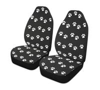 LONSANT Paw Print Car Seat Covers Set of 2,White Animal Pet Claws on Black Background Universal Auto Front Seat Cushion Protector for Women Cute Animal Footprints Car Accessories Fit for Car Truck