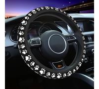 LONSANT Paw Print Steering Wheel Cover for Women Men Dog or Cat Paw Print Cute Animal Pet Footprints Wheel Protector Case Auto Car Accessories Universal for Most Cars SUV Sedans Trucks (15 Inch)