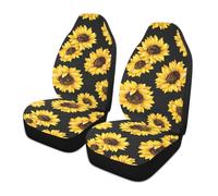 LONSANT Sunflower Car Seat Covers Set of 2,Cute Yellow Flowers Universal Auto Front Seat Protector Vehicle Seat Cushion Cover for Women Men Lovely Floral Print Car Accessories Fit for Car SUV Truck