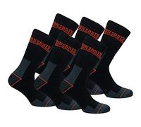 Lonsdale 6 Pairs Crew Work Socks Mid Calf Lenght - Heel Toe Reinforcement - Terry Cotton (Black, 9-11)