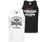 Lonsdale Biggin Men's Tank Top Double Pack, black, 3XL