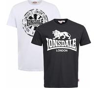 Lonsdale DILDAWN Men's T-Shirt Regular Fit Double Pack, Black/White, S