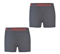 Lonsdale Kids 2 Pack Boxers Junior Boys Elasticated Waistband Underwear Shorts Navy/Bright Red 9-10 (MB)