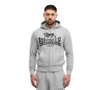 Lonsdale Men's Hooded Sweatshirt with Zip, Slim Fit, KRAFTY, Marl Grey/Black, 3XL
