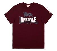 Lonsdale Lion Two Tone Men's Regular Fit T-Shirt, Oxblood/Navy/White, L