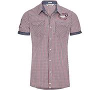 Lonsdale London Men's Reigate Slim Fit Short Sleeve Shirt - Navy/Red/White, Large