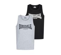 Lonsdale Male-Adult Averham Singlet, Black/Marl Grey, XL