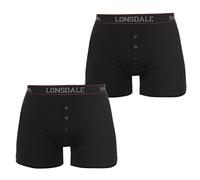 Lonsdale Mens 2 Pack Boxers Underwear Boxer Elasticated Waist Black M