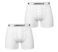 Lonsdale Mens 2 Pack Boxers Underwear Boxer Elasticated Waist White L