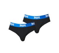 Lonsdale Mens 2Pk Brief Underwear Briefs Elasticated Waist Black/Bright Blue L