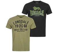 Lonsdale Men's Bangor Double Pack T-Shirt, Black/Olive, Xx Large