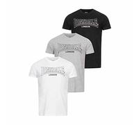 Lonsdale Men's Beanley Leisure T-Shirts, Black/White/Marl Grey, S
