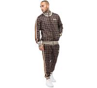 Lonsdale Men's Hedley Tracksuit, Brown/Ecru/Orange, XXL