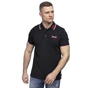 Lonsdale Men's Lion Polo Shirt, Black/Dark Red/White, 3XL