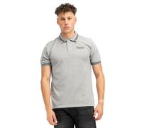 Lonsdale Men's Polo Shirt Markham Marl Grey/Navy Short Sleeve Regular Fit L