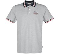 Lonsdale Men's Occumster Polo Shirt, Marl Grey/Navy/Red, L