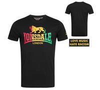 Lonsdale T-Shirt Freedom Classic Reggae Logo Against Racism Black 100% Cotton