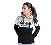 Lonsdale Women's Sleeve Hooded Sweatshirt, Black/White/Marl Grey, L