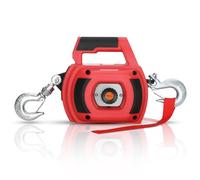 Lonsge Portable Drill Winch of 1000 Lbs, Red Handheld Drill Winch with 40 Foot Synthetic Rope, Rotate The Hook 360 Degrees, for Lifting & Dragging(Red)