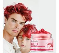 lonstin Purple Hair Colour Wax for Kids & Adults Temporary Hair Dye Wax 100g Wash Out, Non-Sticky Clay Mud Cream for Parties, Cosplay & Daily Fun (red, red)