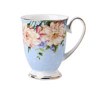 Lonsy Rose Garden Fine Bone China Mug Bone Porcelain Classic Breakfast Cup Euro Style Art Tea Cup Coffee Mug for Breakfast Home Kitchen (Blue Mood)