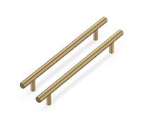 LONTAN 10 Pack 96mm Kitchen Cupboard Handles - Champagne Bronze & Stainless Steel Drawer & Bathroom Cabinet Handles