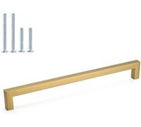 LONTAN 10 Pack Brushed Brass Kitchen Handles 320mm Square Gold Kitchen Cupboard Handles Wardobe Bathroom Stainless Steel Cabinet Door Handware