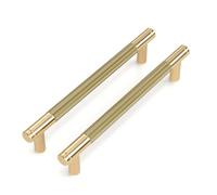 LONTAN 10 Pack Gold Kitchen Handles 160mm Champagne Copper Cupboard Handles Aluminum Alloy Drawer Pulls for Cabinet Wardrobe Bathroom Kitchen